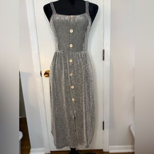 Caution To The Wind Black and White Striped Midi Dress